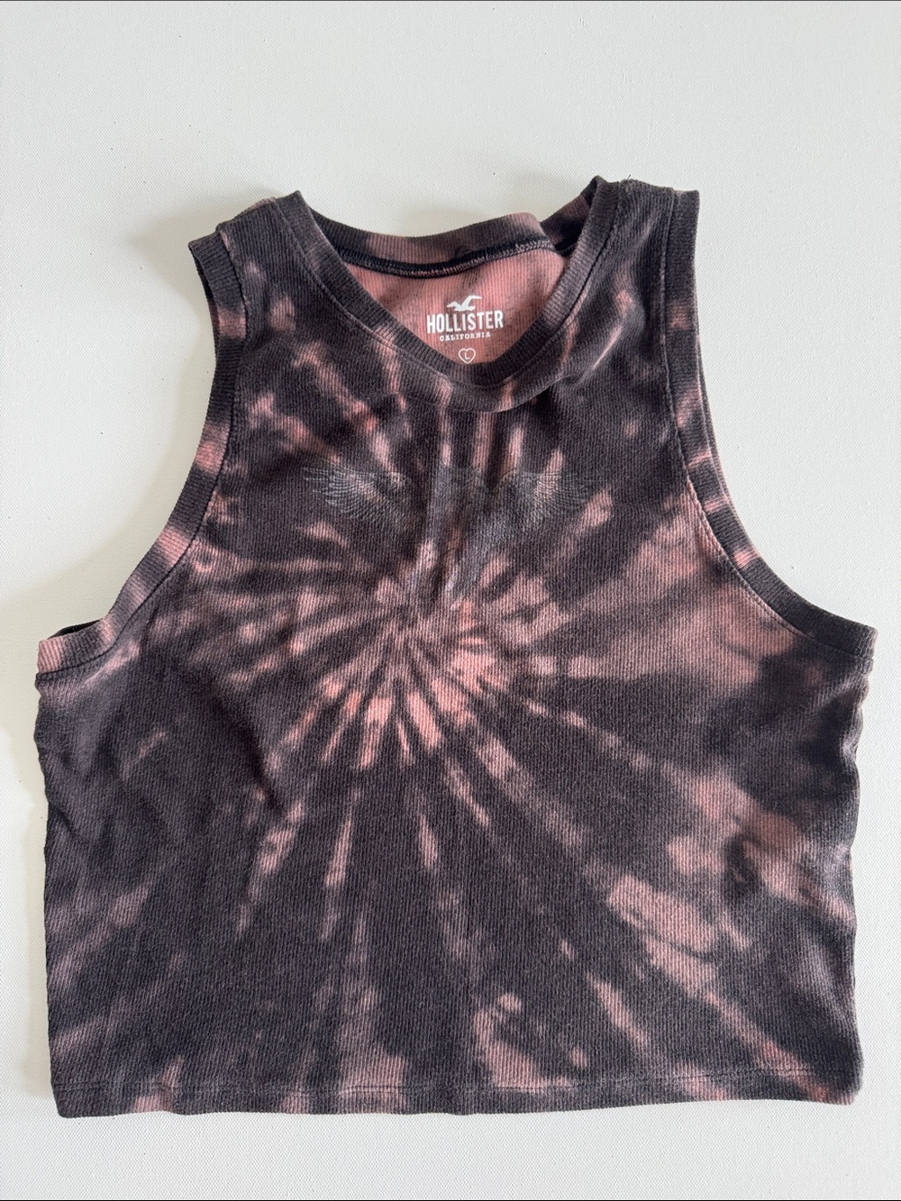 Hollister Black & rust color Spiral Tie-Dye Cropped Tank